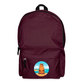 Und täglich grüßt das Murmeltier Aquarell Karikatur Kawaii Clipart Tier - Rucksack - Burgunderrot - Vorne
