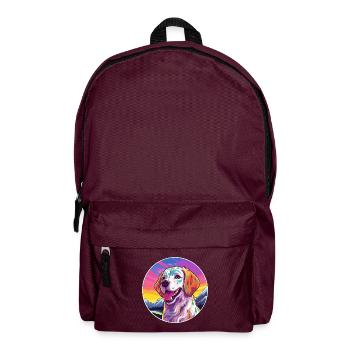 Akbash Hunderasse Karikatur Kawaii Aquarell - Rucksack - Burgunderrot - Vorne
