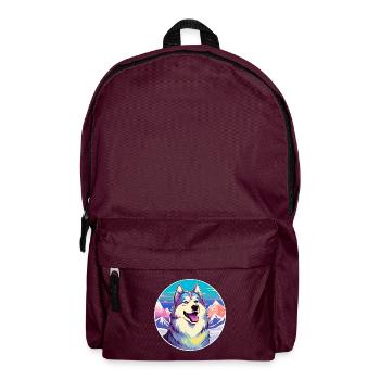 Malamute Alaska Hunderasse Cartoon Kawaii Watercol - Rucksack - Burgunderrot - Vorne