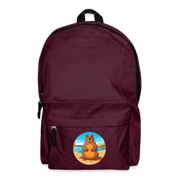 Und täglich grüßt das Murmeltier Aquarell Karikatur Kawaii Clipart Tier - Rucksack - Burgunderrot - Vorne