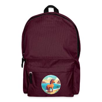 Pony Aquarell Cartoon Kawaii Clipart Tier - Rucksack - Burgunderrot - Vorne
