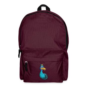 Pfauenkarikatur Kawaii Aquarellillustration - Rucksack - Burgunderrot - Vorne