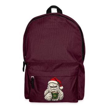 Gemütlicher Winter-Yeti mit Kakao - Rucksack - Burgunderrot - Vorne
