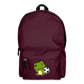 Kleiner Grüner Drache Spielt Fußball Kinder TShirt - Rucksack - Burgunderrot - Vorne