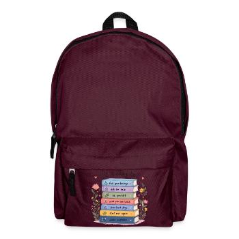 Buchstapel der Selbsthilfe - Rucksack - Burgunderrot - Vorne