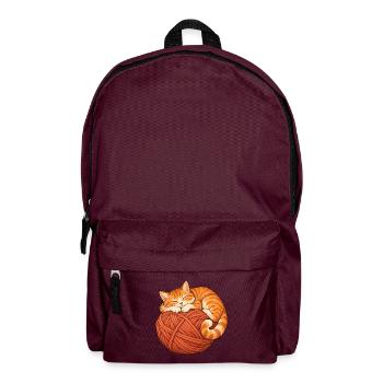 Katze mit Garn - Rucksack - Burgunderrot - Vorne
