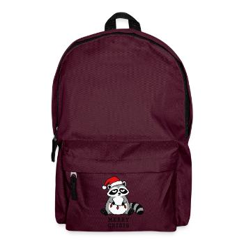 Merry Crisis Lustiges Weihnachts-Waschbär-Meme - Rucksack - Burgunderrot - Vorne