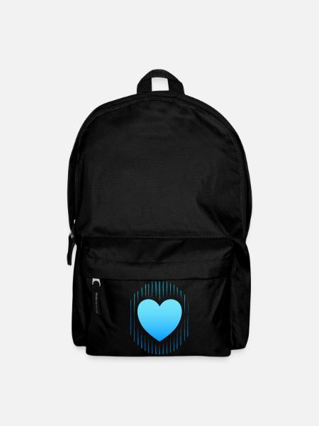 blaues Herz blaue Linien - Rucksack - Schwarz