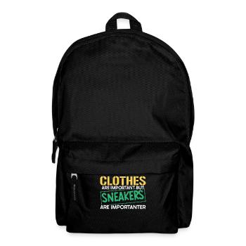 Klamotten sind wichtig, aber Sneakers sind wichtig - Rucksack - Schwarz - Vorne