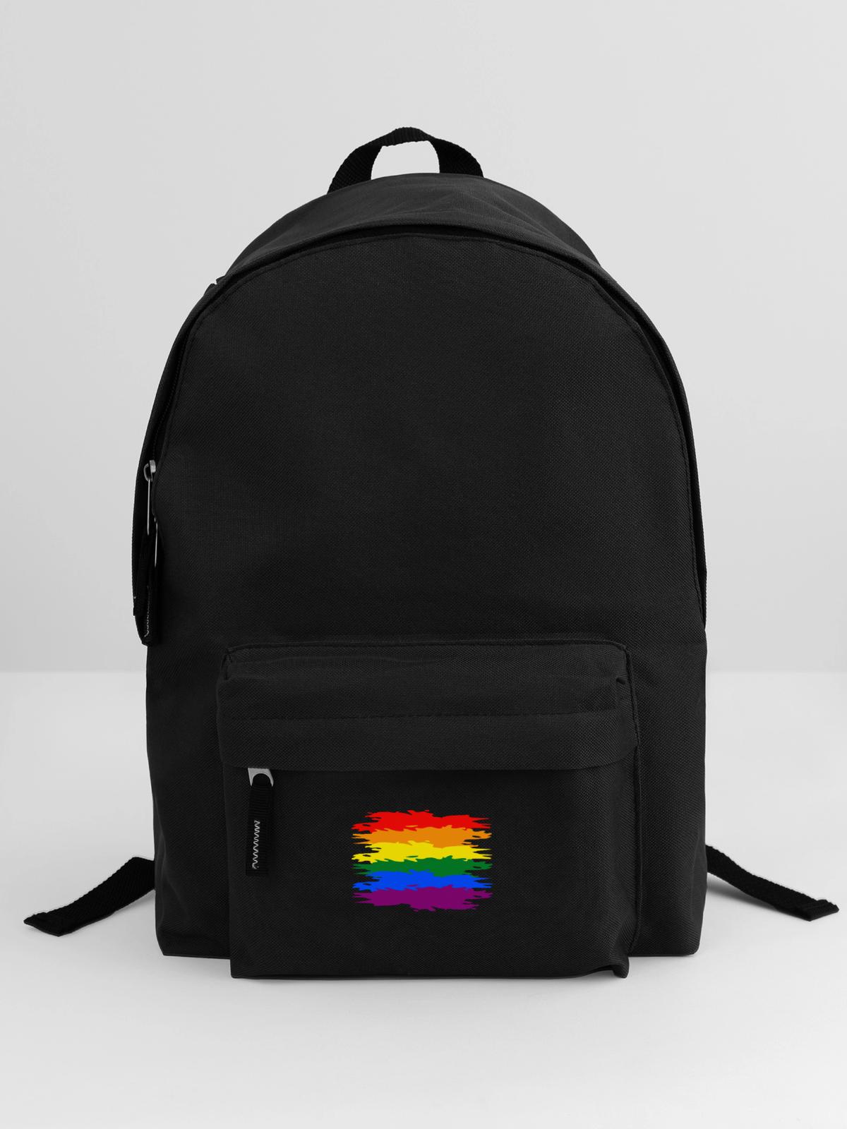 Regenbogen Fahne - Rucksack - Schwarz - Vorne