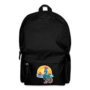 Pfau Lustige Karikatur Kawaii Strand Illustration - Rucksack - Schwarz - Vorne