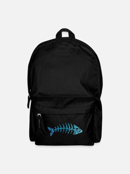 Fisch Gräten Fischskelett Fischgräten Kritzelei - Rucksack - Schwarz