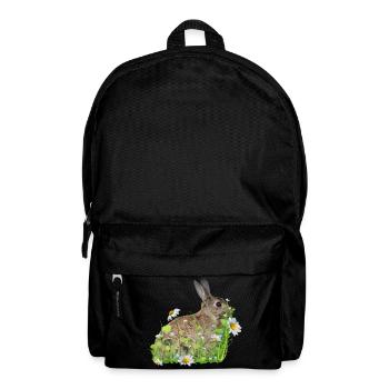 Hase weiße Blumen - Rucksack - Schwarz - Vorne