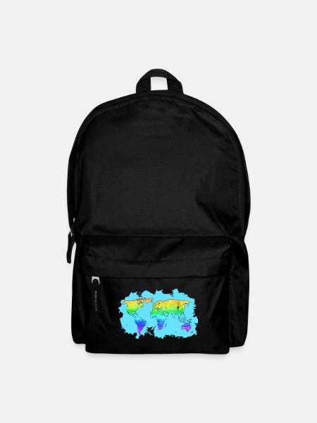 Weltkarte - Rucksack - Schwarz