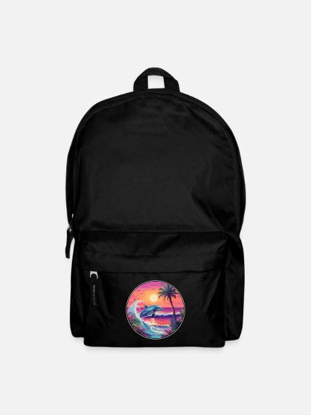 Delfin buntes Aquarell Cartoon Kawaii Tier - Rucksack - Schwarz