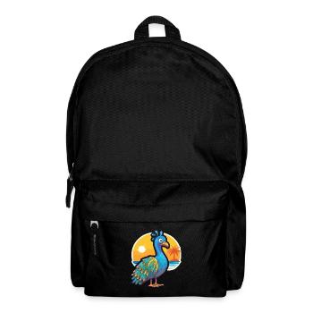 Pfau Lustige Karikatur Kawaii Strand Illustration - Rucksack - Schwarz - Vorne