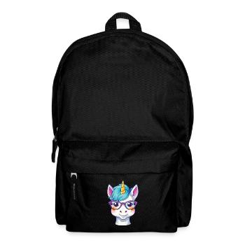 Einhorn mit Brille Cartoon Kawaii Illustration - Rucksack - Schwarz - Vorne