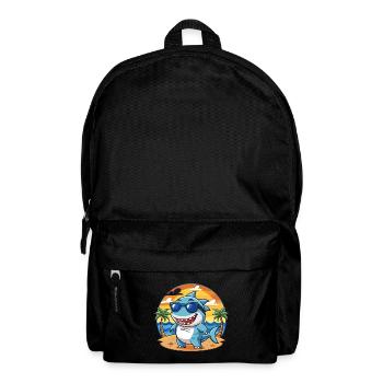 Shark Funny Cartoon Summer Beach Sunglasses - Backpack - black - Front