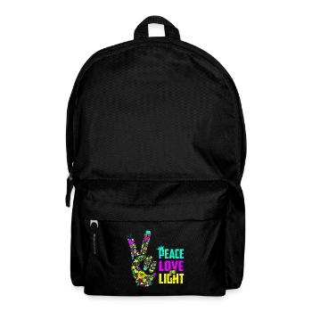Peace Love Light Handzeichen Friedenssymbol Neon - Rucksack - Schwarz - Vorne