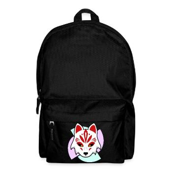 Rote Kitsune Maske - Tribal Muster - Rucksack - Schwarz - Vorne