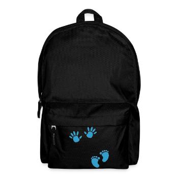 Pregnancy footprint hand boy baby belly - Backpack - black - Front