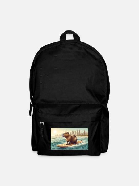 Surfendes Wasserschwein - Rucksack - Schwarz