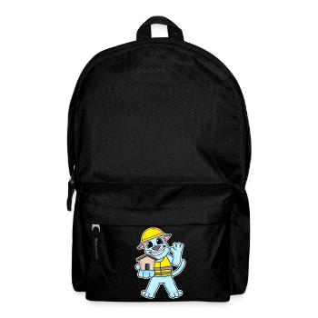 Builder cat topping house building gift - Backpack - black - Front