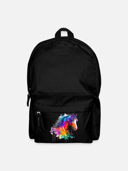 Idee Leidenschaft Pferde Reiter Aquarell Splash Art - Rucksack - Schwarz