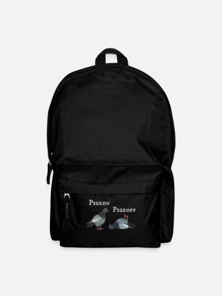 Pigeon Pigeoff - Weißer Schriftzug Tauben Witz - Rucksack - Schwarz