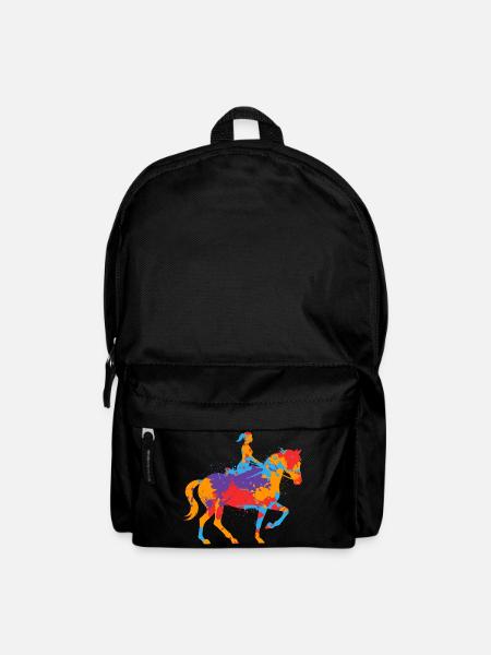 Pferd reiten bunter Reiter Mädchen Pferde - Rucksack - Schwarz