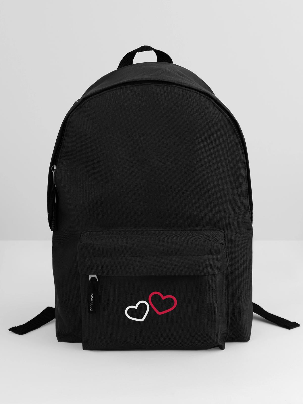 Zwei Herzchen Herz - Rucksack - Schwarz - Vorne