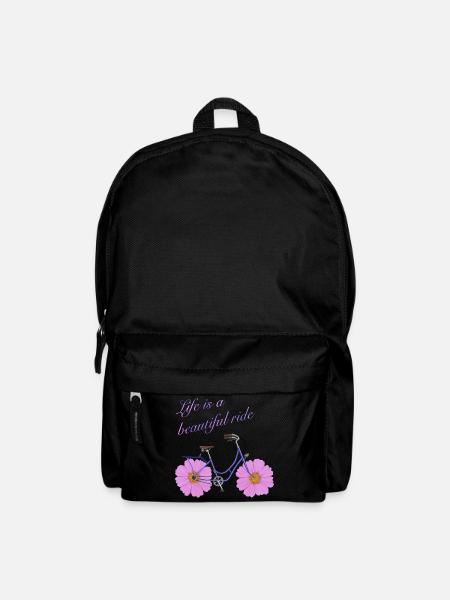 Life is a beautiful Ride - Fahrrad mit Blumen - Rucksack - Schwarz