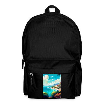 Vis Island Croatia Vintage Travel Poster Souvenir - Backpack - black - Front