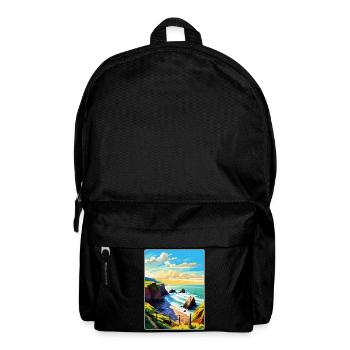 Hartland Quay Devon Vintage Travel Poster Souvenir - Backpack - black - Front