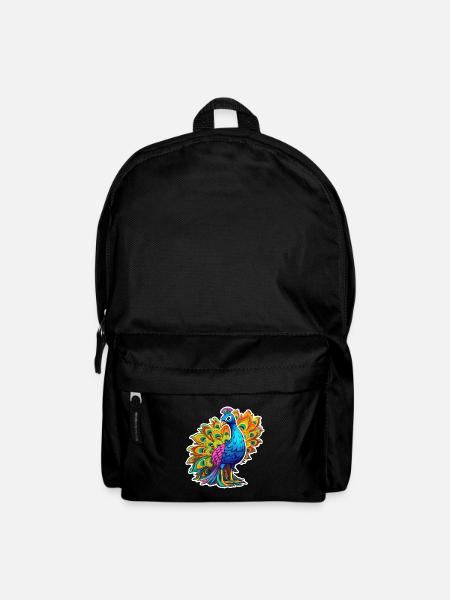 Pfau buntes Aquarell Cartoon Kawaii Tier - Rucksack - Schwarz