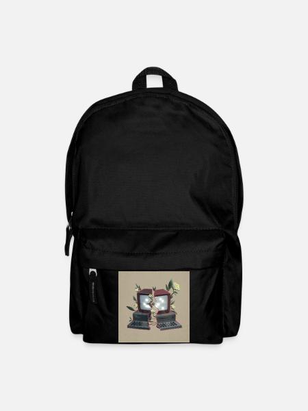 Ordinateur avec des fleurs - technique de nature dépassée - Sac à dos - noir