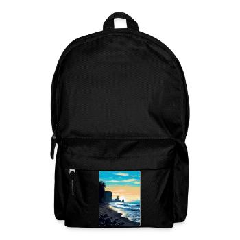Schwarzer Sandstrand Island Vintage Reiseposter WPA - Rucksack - Schwarz - Vorne