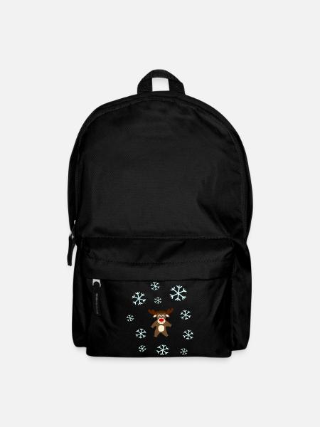 Rentier im Schnee Elche Schneeflocke Weihnachten - Rucksack - Schwarz