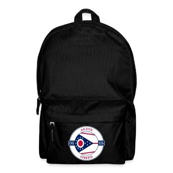 Akron Ohio Flagge USA Reise Souvenir Abzeichen - Rucksack - Schwarz - Vorne