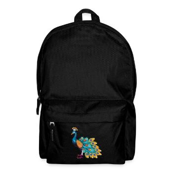 Pfau buntes Aquarell Cartoon Kawaii Tier - Rucksack - Schwarz - Vorne