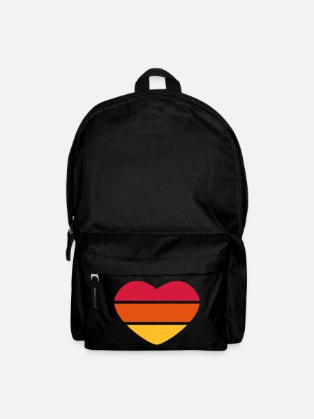 Herz 3farbig - Rot Orange Gelb - Sonnenuntergang - Rucksack - Schwarz