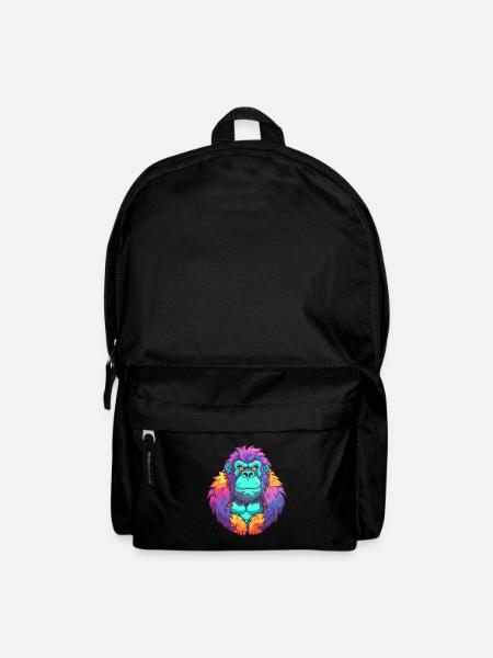 Gorilla Buntes Aquarell Cartoon Kawaii Tier - Rucksack - Schwarz