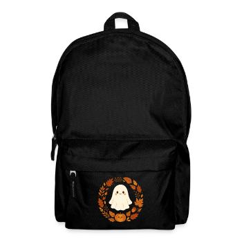 Cute Ghost im Herbstkranz – Cozy Halloween Design - Rucksack - Schwarz - Vorne