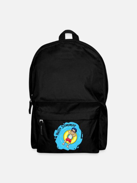 Hello Summer - Chillen im Schwimmring - Rucksack - Schwarz