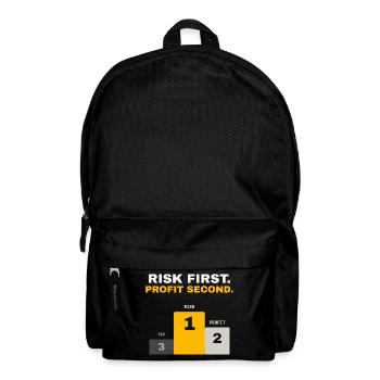Risk first, Profit second – Trading Motivation - Rucksack - Schwarz - Vorne