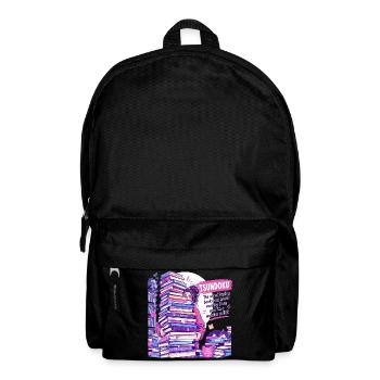 Tsundoku Master Artist: Riesiger Bücherstapel - Rucksack - Schwarz - Vorne