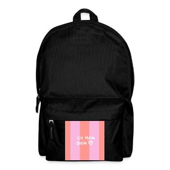Ich mag dich - rosa Streifen - Rucksack - Schwarz - Vorne