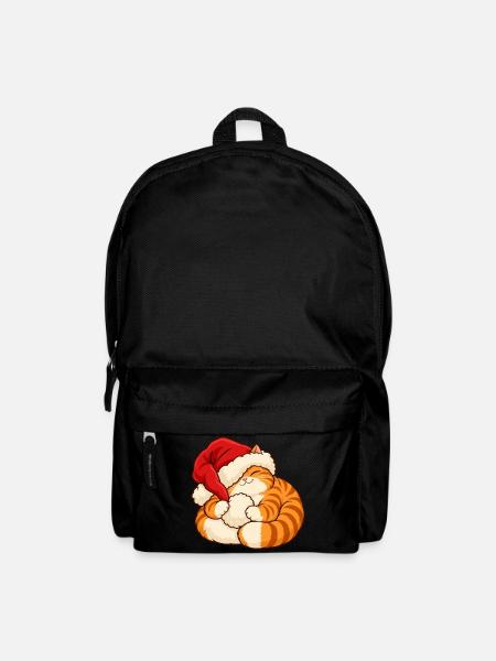 Weihnachten - Schlafendes Weihnachtskätzchen - Rucksack - Schwarz