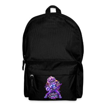 80er Jahre Alpaka mit Keytar – Retro Neon - Rucksack - Schwarz - Vorne