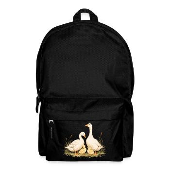 Gänsefamilie mit Küken – Cottagecore - Rucksack - Schwarz - Vorne